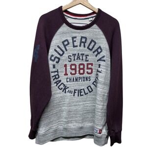 Superdry Mens 2XL Gray Purple Track Field Athletic Dept Sweatshirt‎ Japan